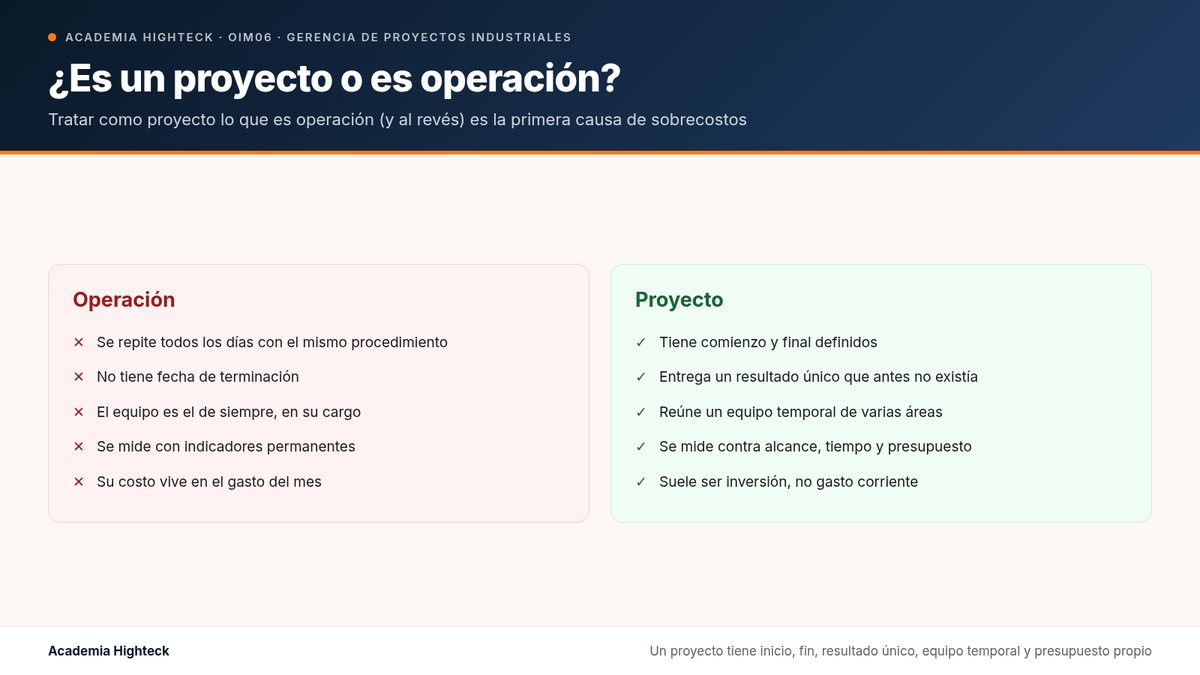 ¿Es un proyecto o es operación?