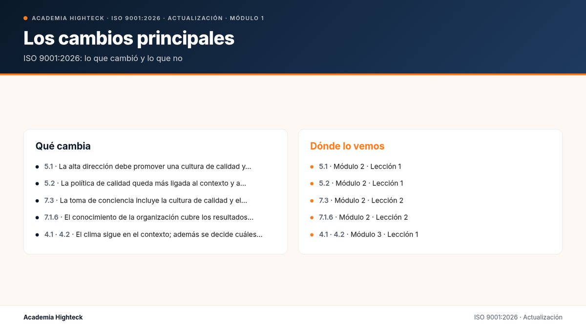 Los cambios principales