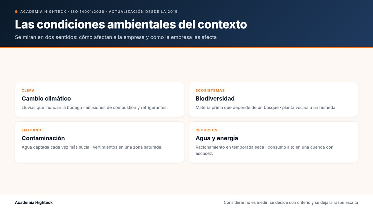 Las condiciones ambientales del contexto